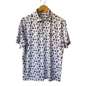 Old Row Drinking Novelty Polo Shirt Size M Frat Boy Tailgate Party Preppy RARE